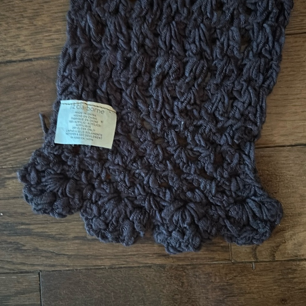 Liz Claiborne Dark Brown Crocheted Scarf - Excellent Condition